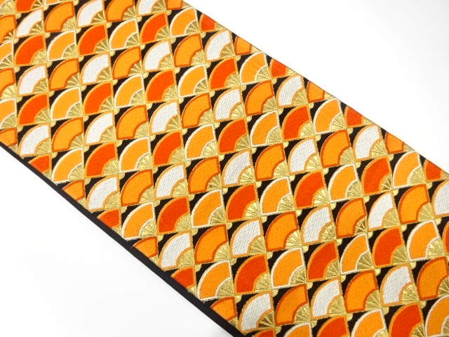 アンティーク　扇尽くし模様織り出し袋帯（着用可）